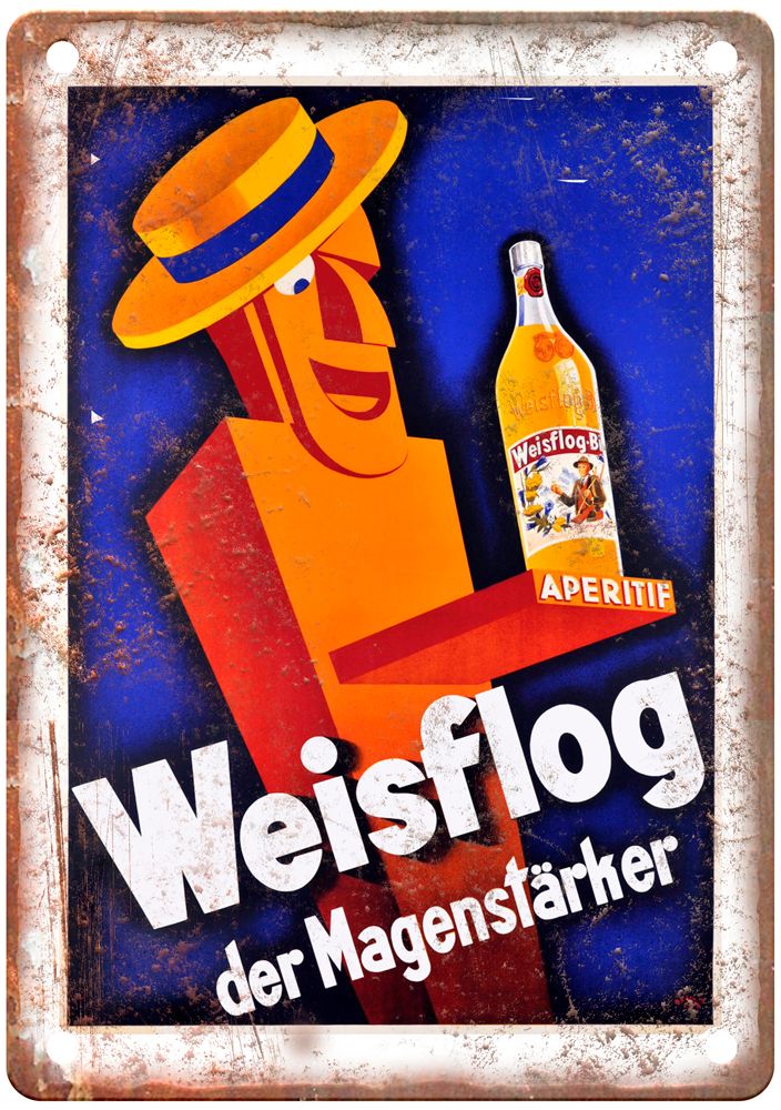 RENO Weisflog der Magenstärker, 1933 Liquor Poster Retro Look Sign