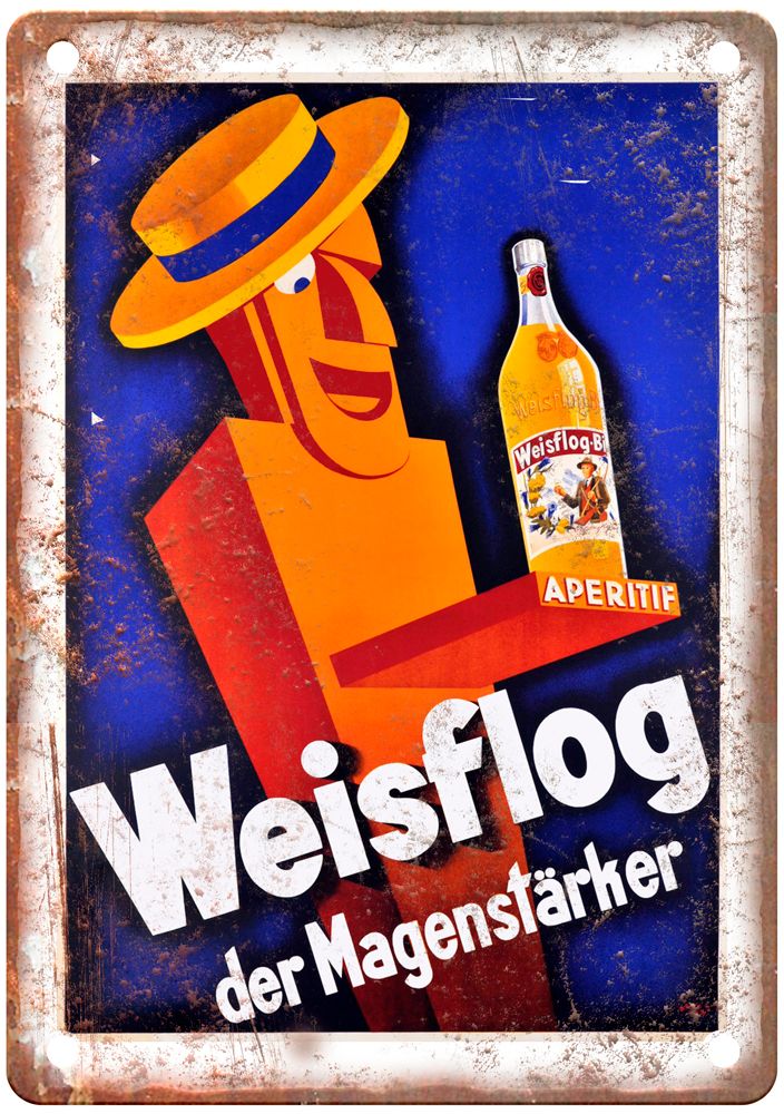 RENO Weisflog der Magenstärker, 1933 Liquor Poster Retro Look Sign