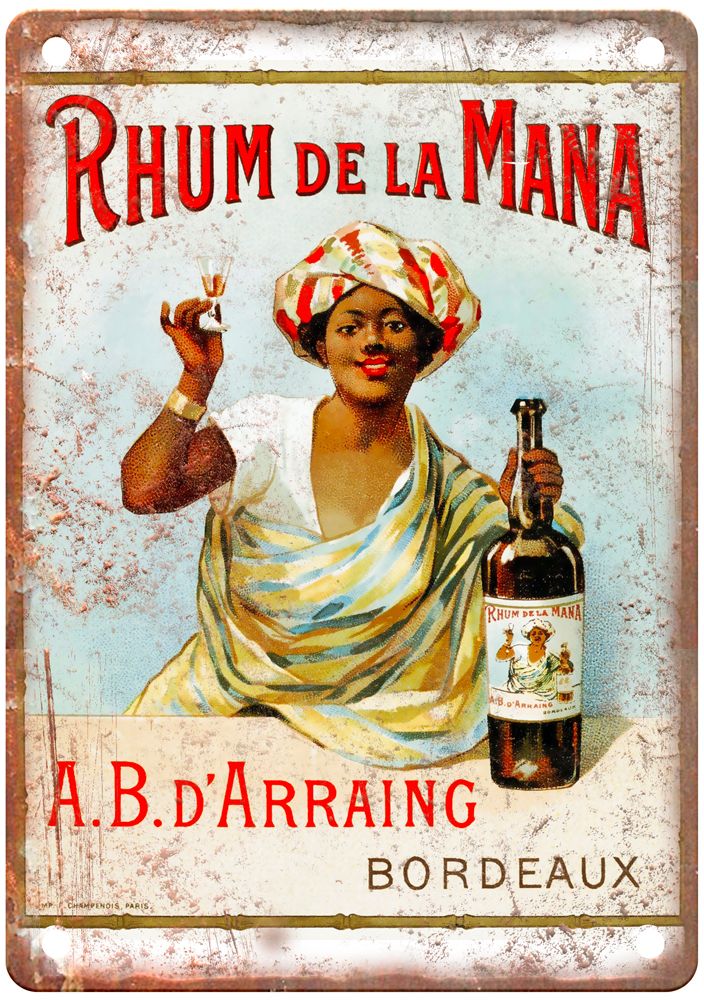 Rhum de la Mana, A B d'Arraing, Bordeaux Liquor Poster Retro Look Sign