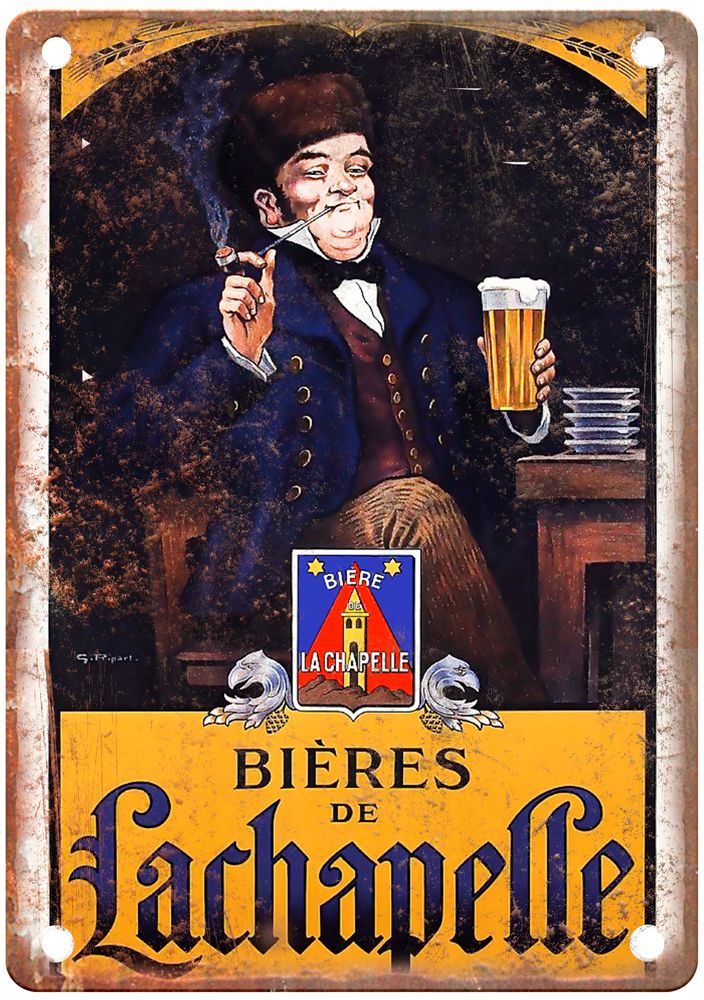 RIPART, G Bières de Lachapelle, Paris Liquor Poster Retro Look Sign