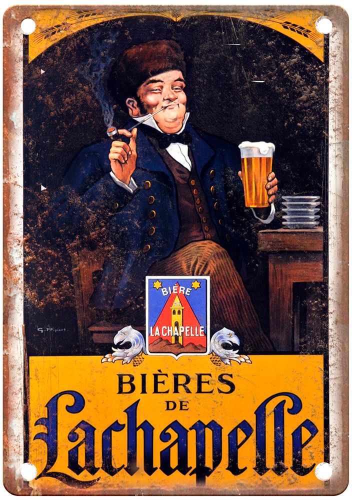 RIPART, G Bières de Lachapelle, c 1920 Liquor Poster Retro Look Sign