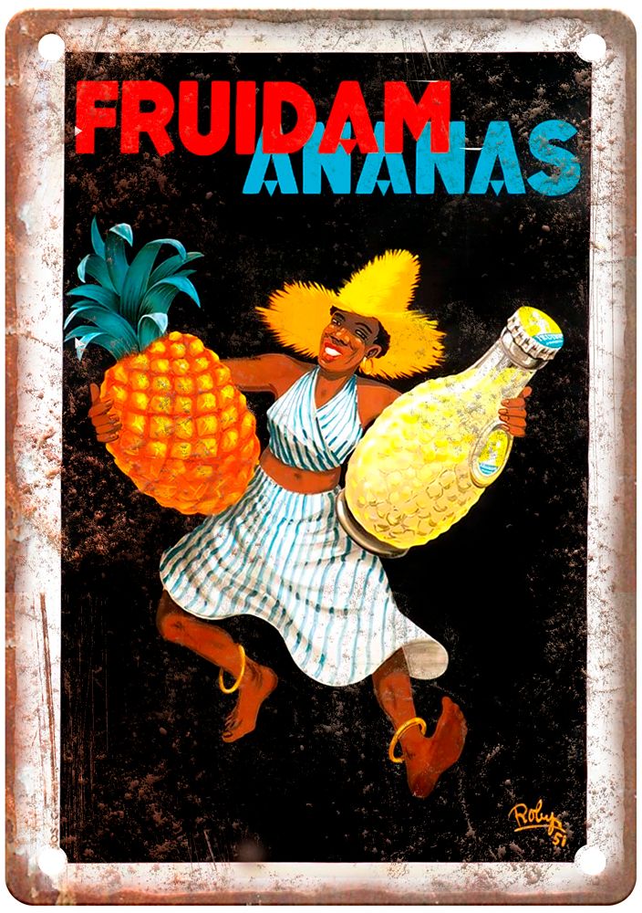 ROBYS Fruidam Ananas, 1951 Vintage Liquor Poster Reproduction Metal Sign