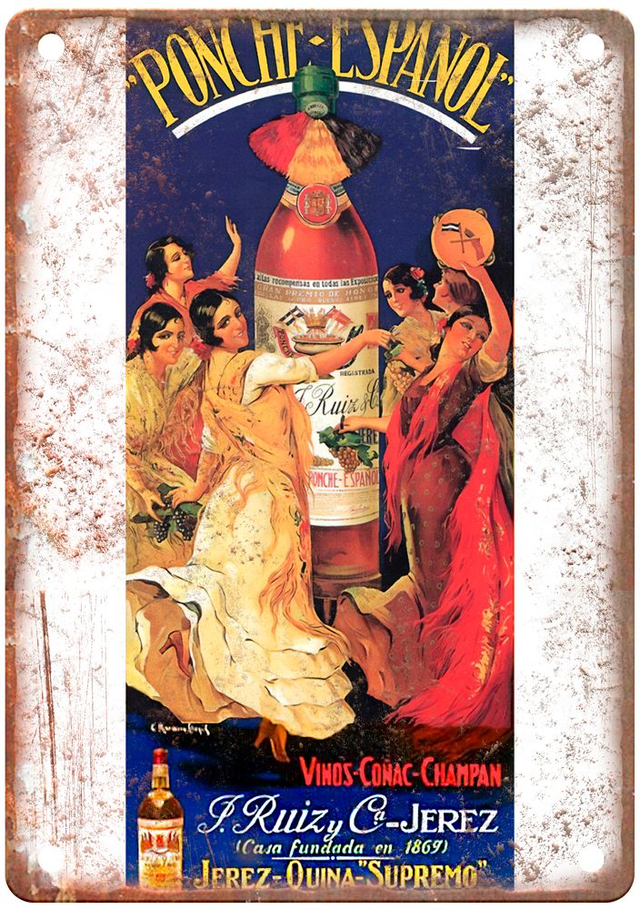 Jerez Vintage Liquor Poster Retro Look Reproduction Metal Sign