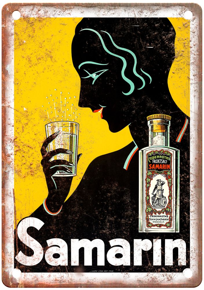 Samarin, Stockholm, c 1930s Vintage Liquor Poster Reproduction Metal Sign