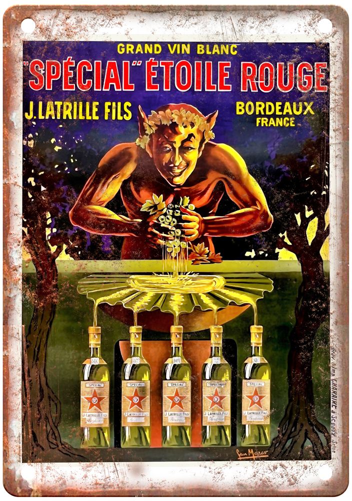 J Latrille Vintage Liquor Poster Retro Look Reproduction Metal Sign