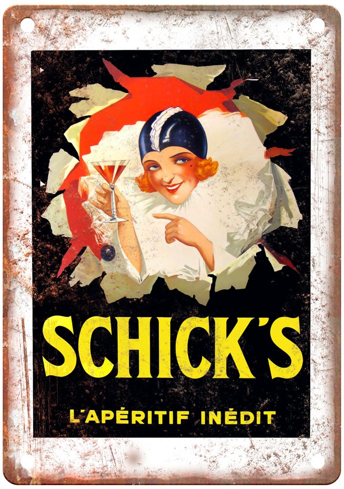 Schick's L'Apéritif Inédit, c 1920 Vintage Liquor Poster Retro Look Sign