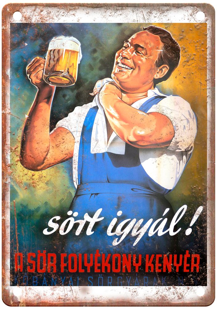 Sört Igyál! A Sör Folyékony Kenyér Liquor Poster Retro Look Sign