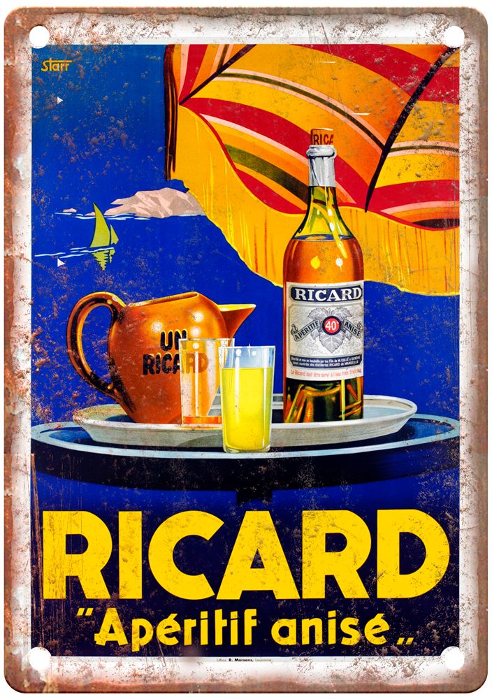 STARR Ricard Apéritif anisé, c 1948 Liquor Poster Retro Look Sign