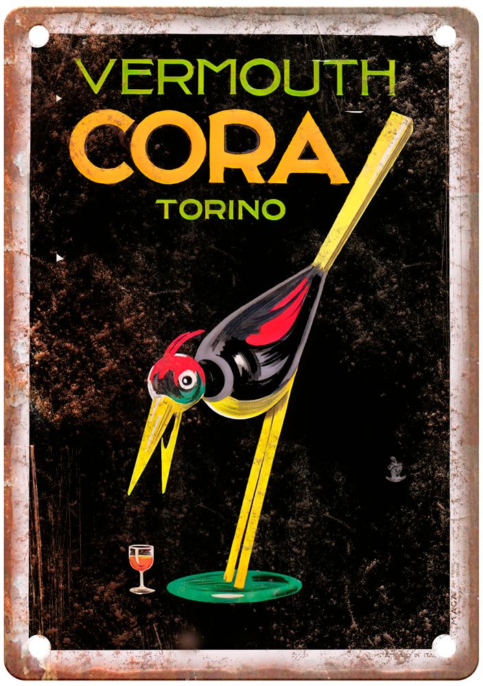 Vermouth Cora, Torino, 1922 Vintage Liquor Poster Reproduction Metal Sign