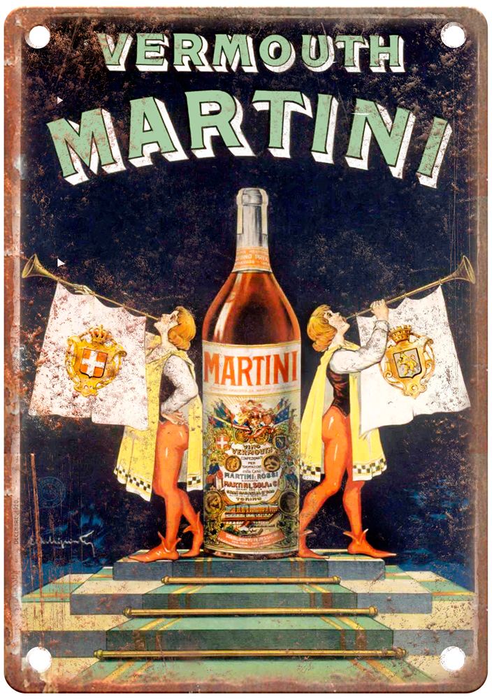 Vermouth Martini, 1920 Vintage Liquor Poster Reproduction Metal Sign