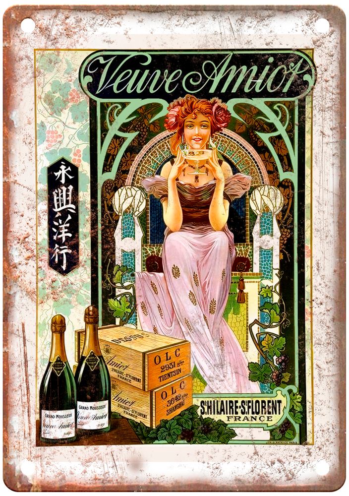 Veuve Amiot Vintage Liquor Poster Retro Look Reproduction Metal Sign