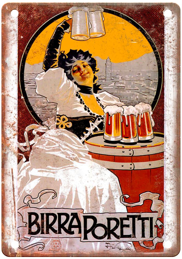 VILLA, Aleardo Birra Poretti Vintage Liquor Poster Reproduction Metal Sign