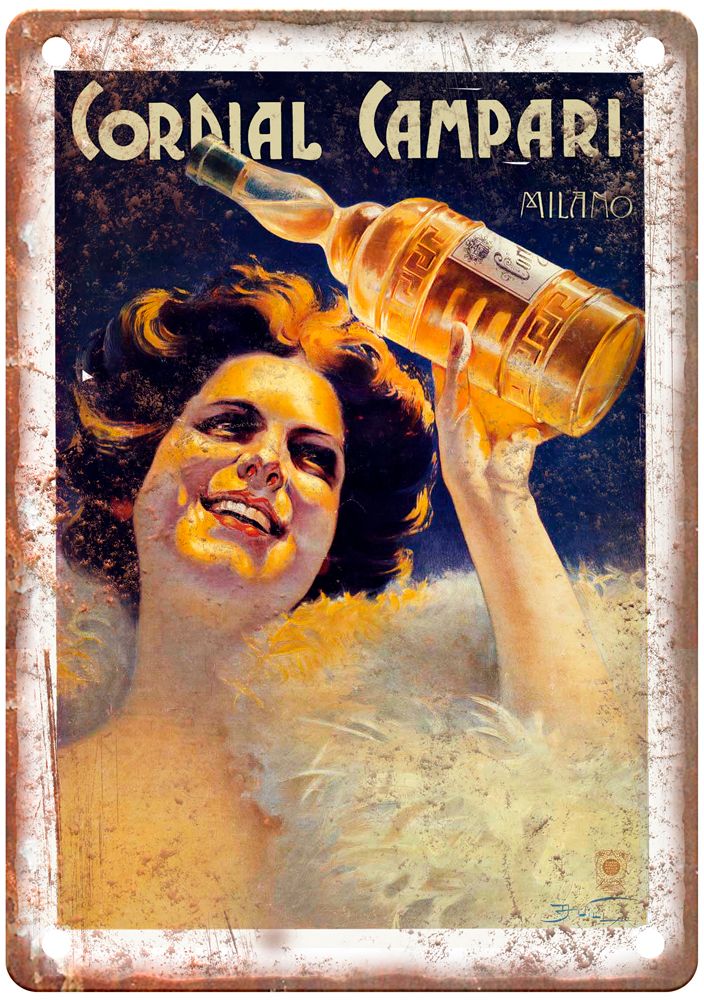 VILLA, Aleardo Cordial Camapari, Milano Liquor Poster Retro Look Sign