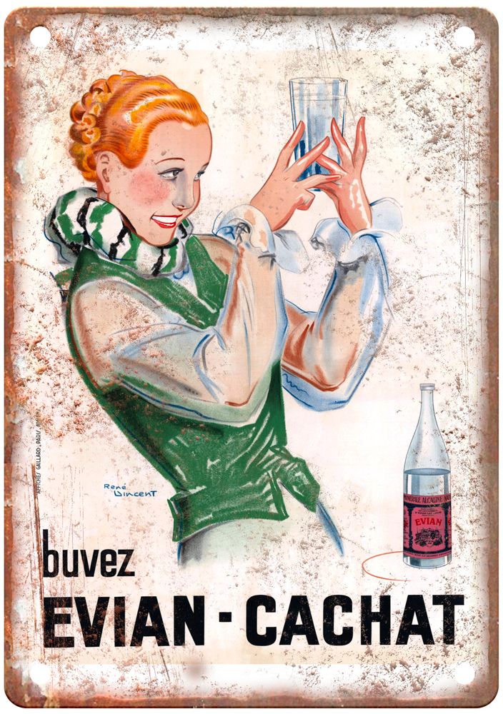 VINCENT, René Buvez Evian-Cachat, 1935 Liquor Poster Retro Look Sign