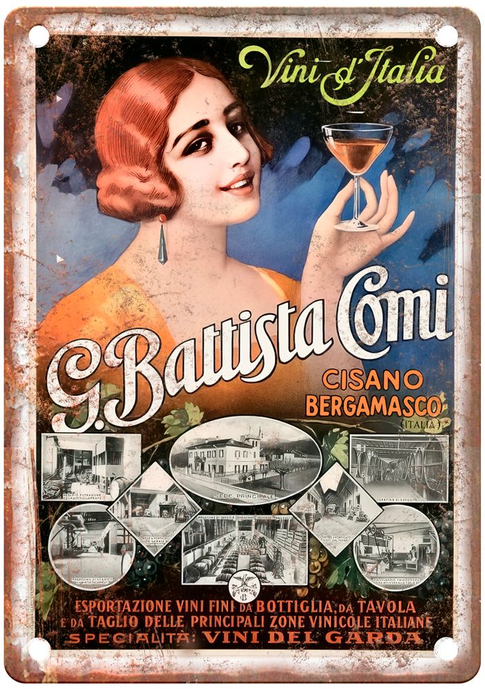 Cisano Bergmasco Liquor Poster Retro Look Reproduction Metal Sign