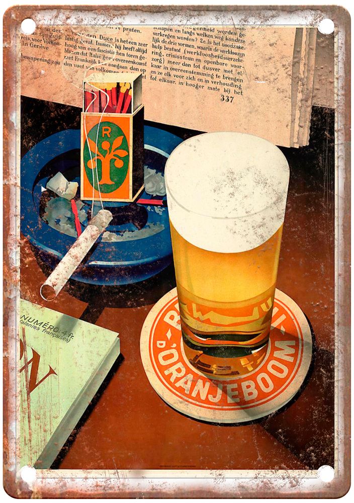 WIJGA, Jan Oranjeboom Bier, 1935 Vintage Liquor Poster Reproduction Sign