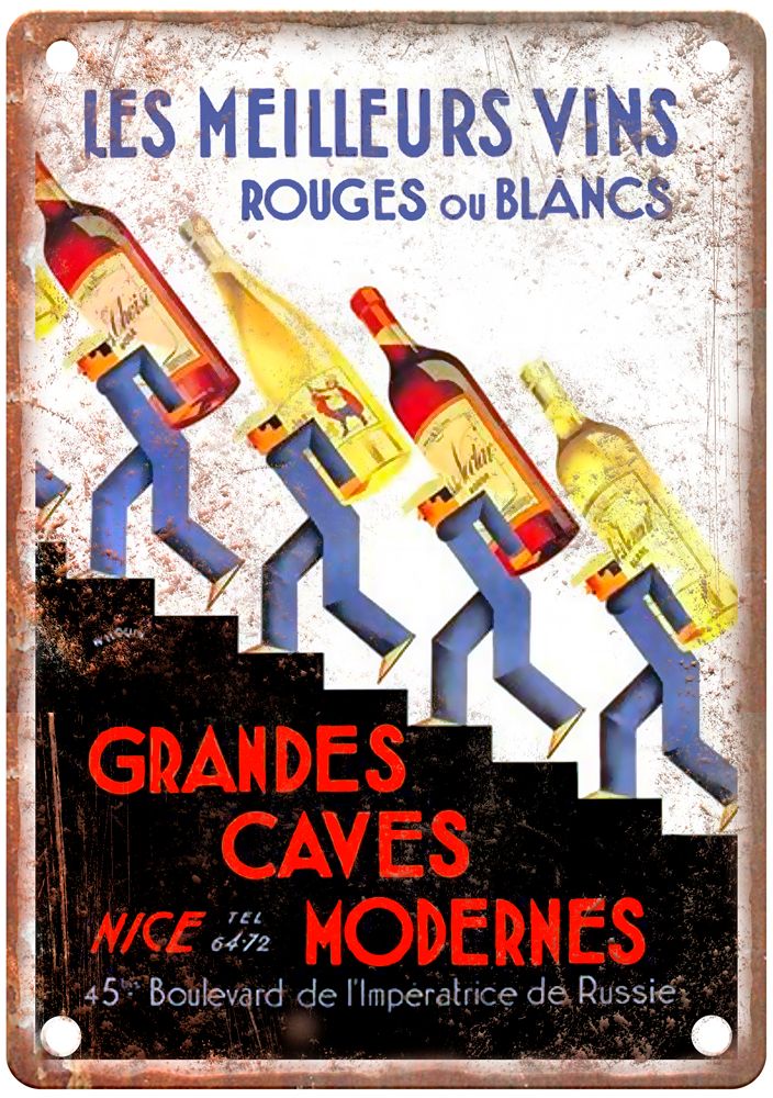 André Les Meilleurs Vins Rouges ou Blancs Vintage Liquor Poster Sign