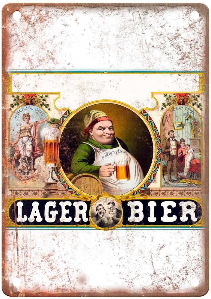 A National Drink, A Family Drink Lager Bier Liquor Poster Retro Look Sign