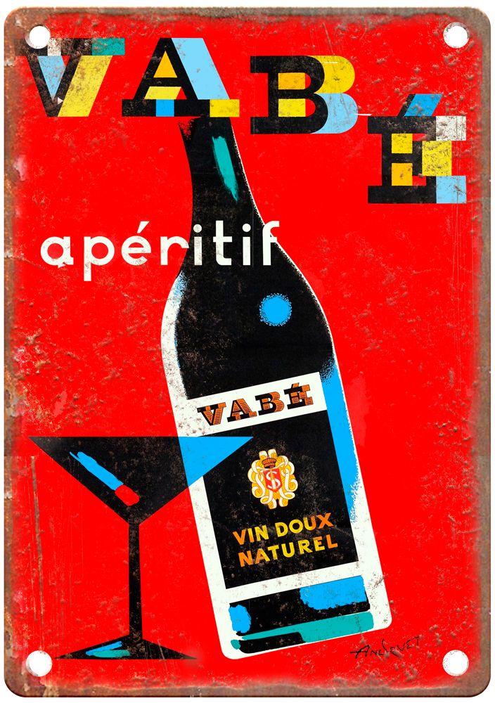 ANDRUET, Francis Vabé Apéritif, 1950 Liquor Poster Retro Look Sign