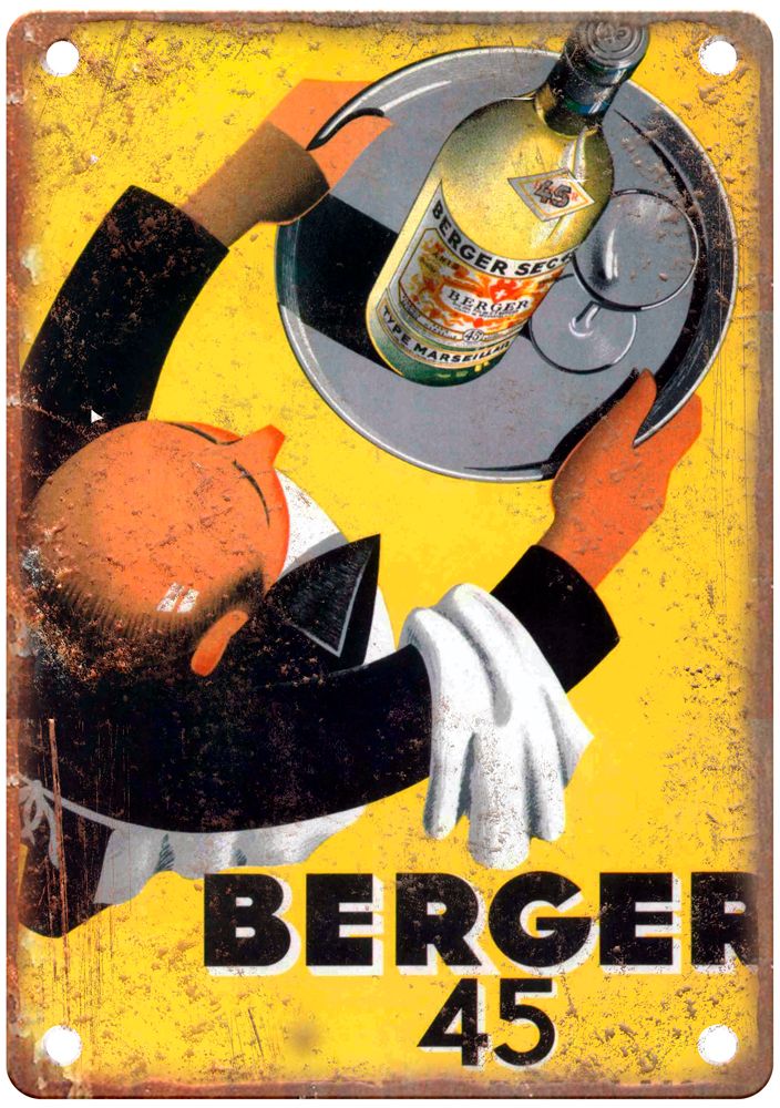 ANSIEAU, Roland Berger 45, Type Marseillais Liquor Poster Retro Look Sign