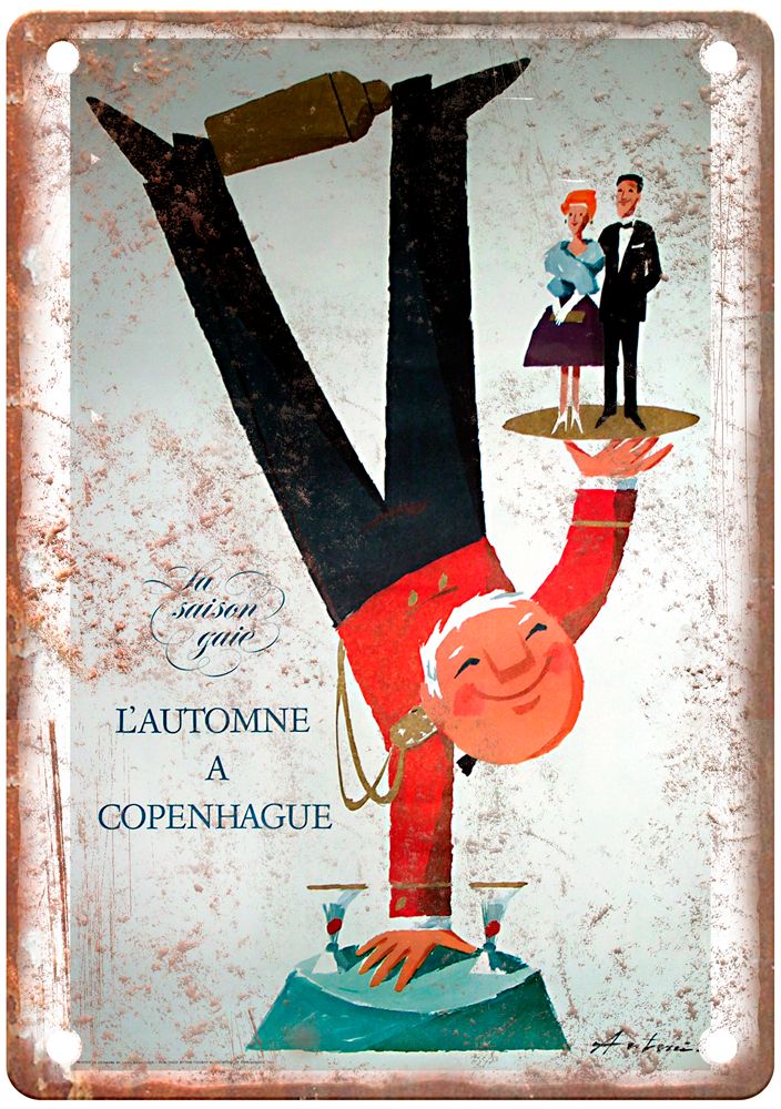 L'Automne à Copenhague Vintage Liquor Poster Reproduction Metal Sign