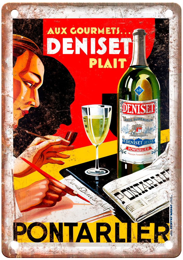 Aux gourmets Deniset plaît Anis Superieur Vintage Liquor Poster Sign