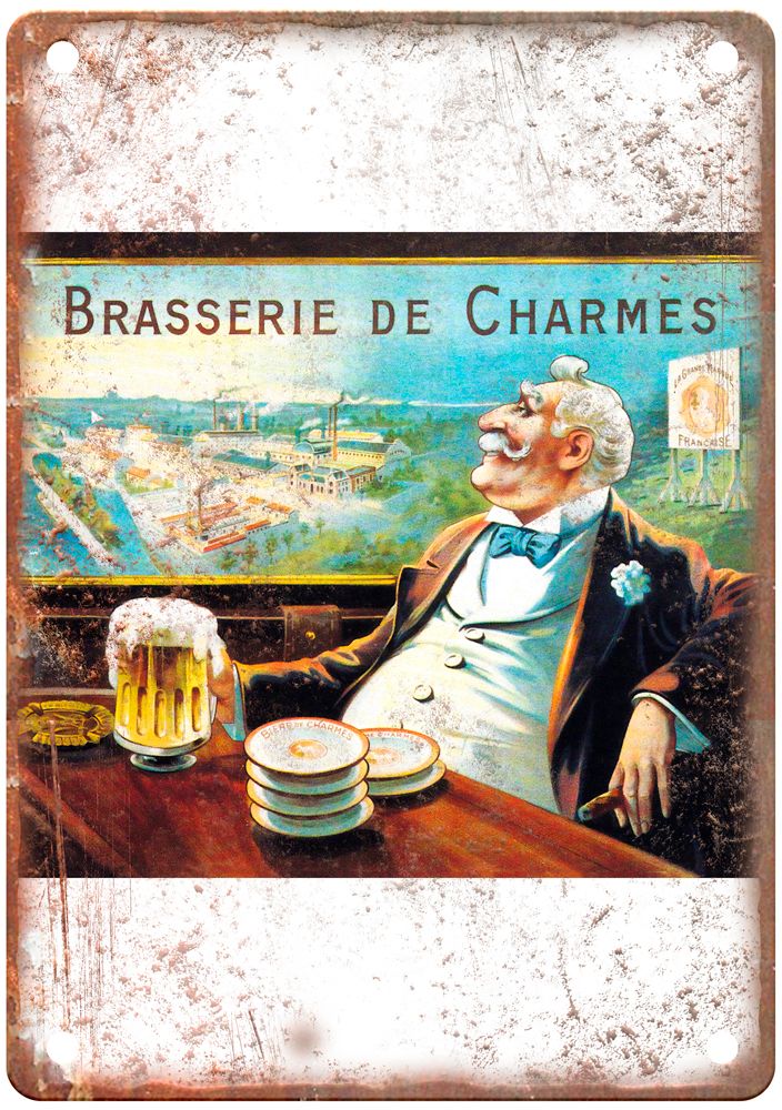 AUZOLLE, Marcellin Brasserie de Charmes Liquor Poster Retro Look Sign