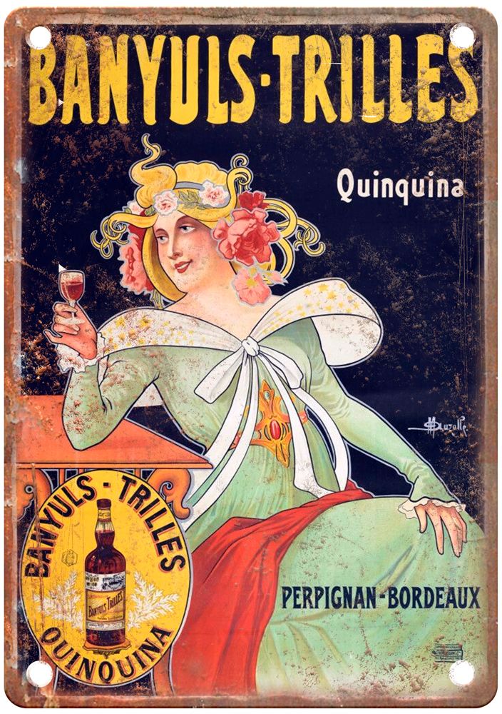 AUZOLLE, Marcellin Banyuls-Trilles, Quinquina Liquor Poster Retro Look Sign