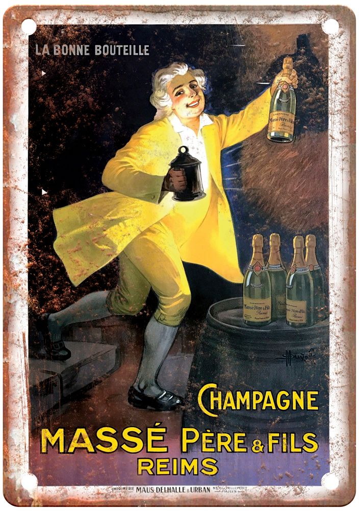 AUZOLLE, Marcellin Champagne Massé Vintage Liquor Poster Reproduction Sign