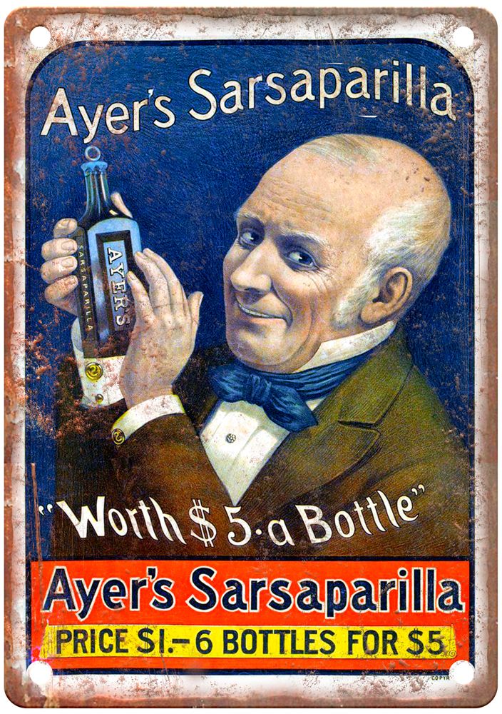 Ayer's Sarsaparilla Vintage Liquor Poster Retro Look Sign