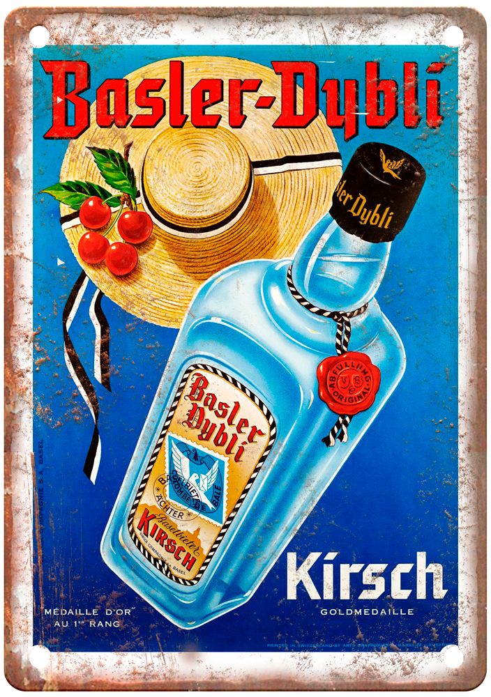 Basler-Dybli Kirsch Vintage Liquor Poster Retro Look Sign