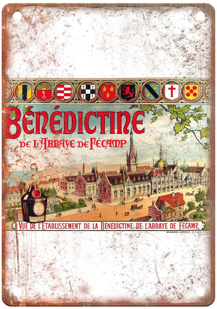 Benedictine de l'Abbaye de Fécamp, c 1890s Liquor Poster Retro Look Sign