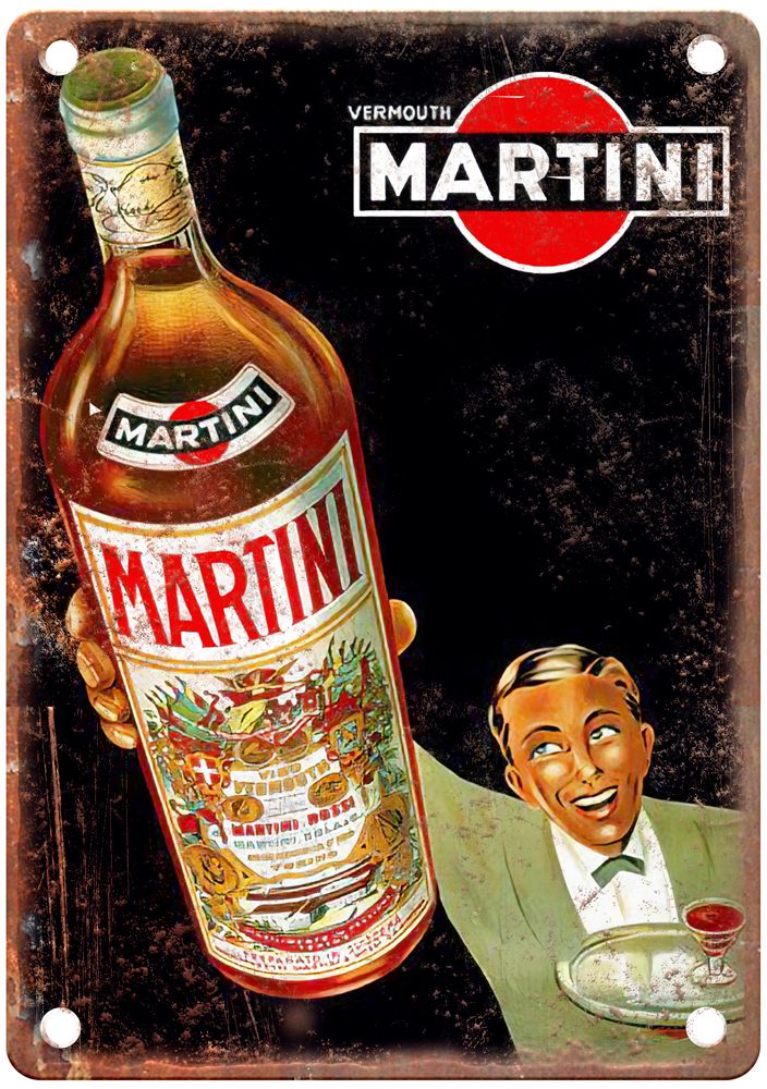 BERSIER, J Vermouth Martini [Waiter] Vintage Liquor Poster Retro Look Sign