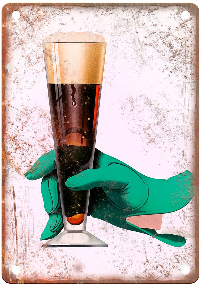 BIRKHÄUSER, Peter Bier [Green Glove], 1957 Liquor Poster Retro Look Sign