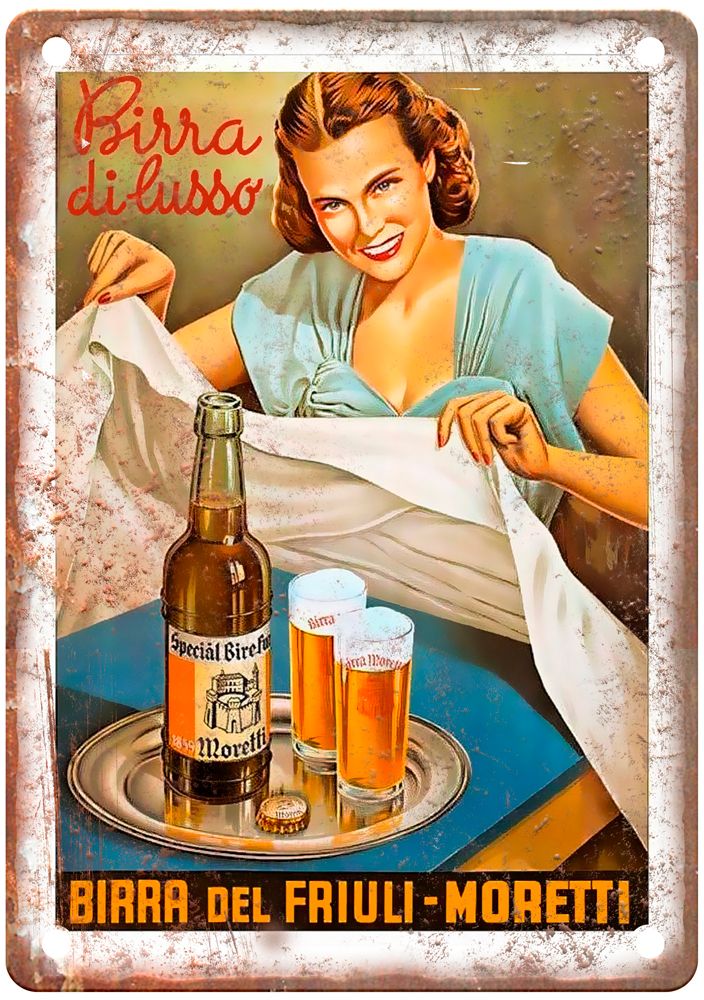 Birra di lusso, Birra del Friuli-Moretti Liquor Poster Retro Look Sign