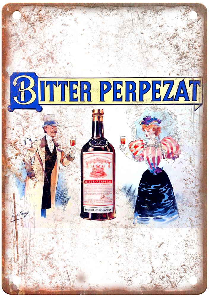 Bitter Perpezat, c 1895 Vintage Liquor Poster Reproduction Metal Sign