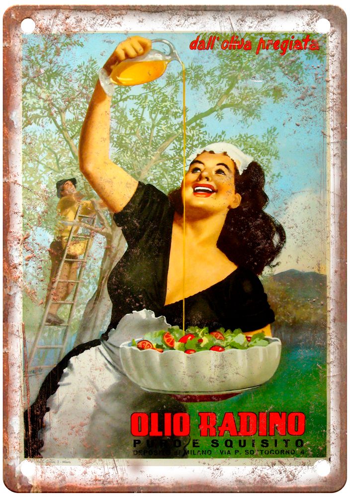 BOCCASILE, Gino Olio Radino, Puro e Squisito Liquor Poster Retro Look Sign