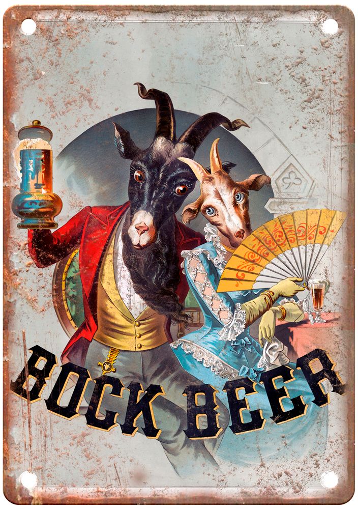 Bock Beer [Goat Couple] Vintage Liquor Poster Reproduction Metal Sign