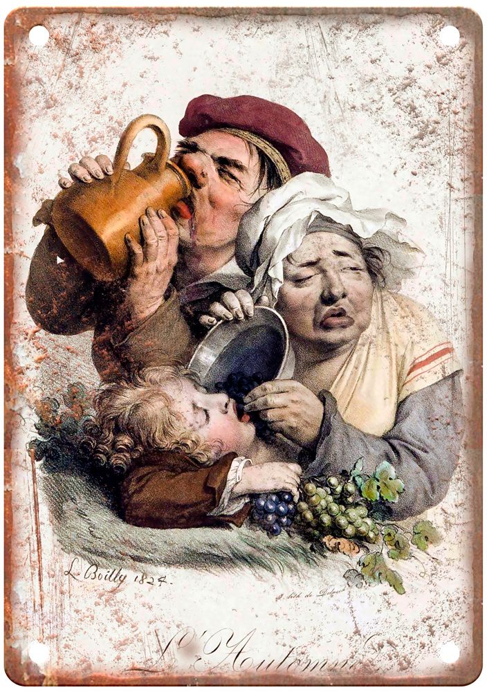 BOILLY, Louis-Léopold L'Automné, 1824 Liquor Poster Retro Look Sign