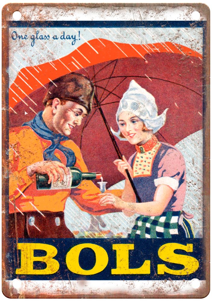 Bols, One Glass a Day Vintage Liquor Poster Reproduction Metal Sign