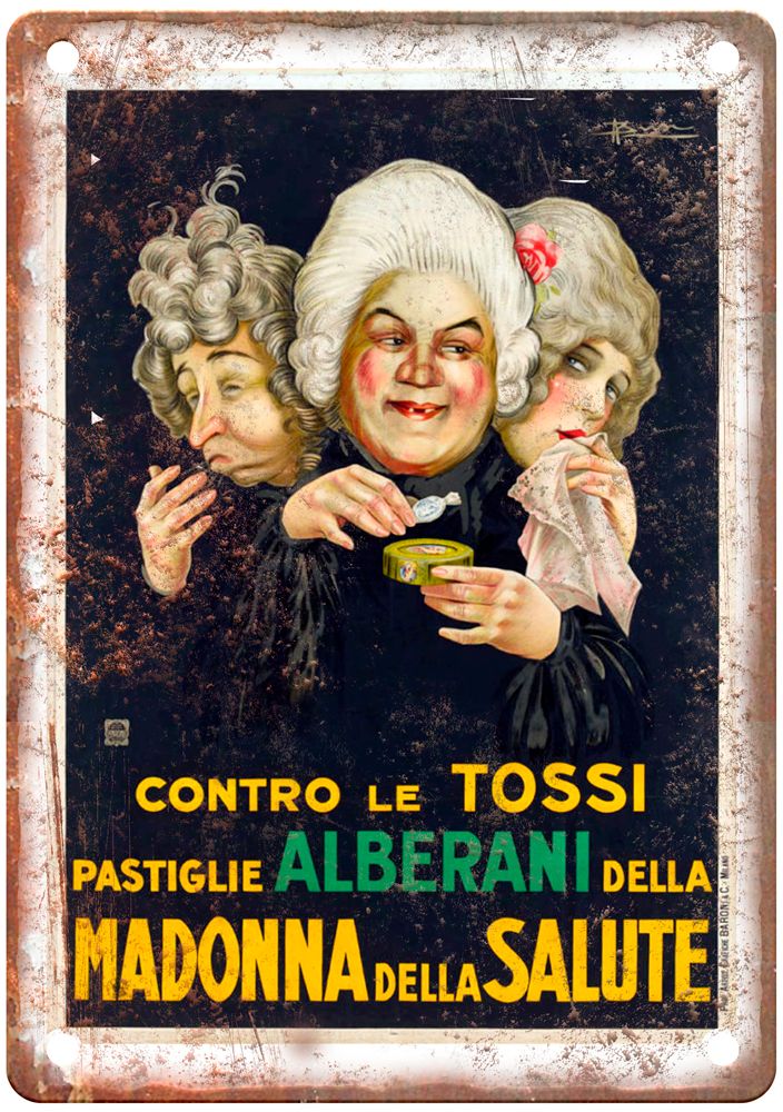 Pastiglie Alberani della Madonna Vintage Liquor Poster Sign