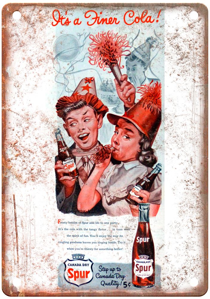 Canada Dry Spur Cola, 1947 Vintage Liquor Poster Reproduction Metal Sign