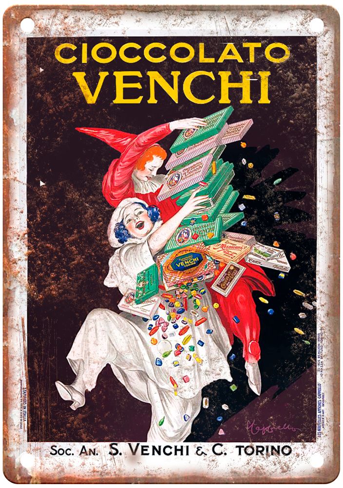 CAPPIELLO, Leonetto Cioccolato Venchi Liquor Poster Retro Look Sign