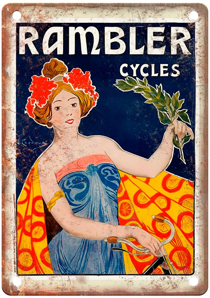 CARDONAS, Juan Rambler Cycles, 1901 Vintage Liquor Poster Reproduction Sign