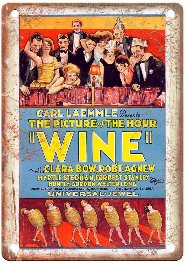 Carl Laemmle Presents Wine, Universal, 1924 Liquor Poster Retro Look Sign