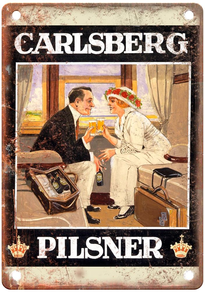 Carlsberg Pilsner, c 1910s Vintage Liquor Poster Reproduction Metal Sign