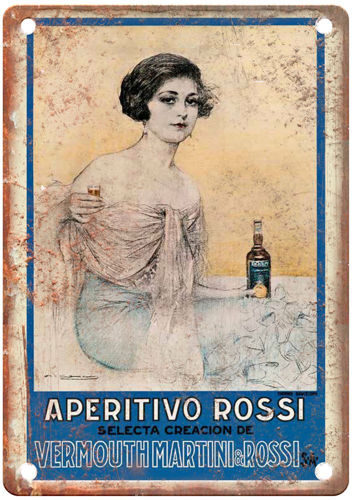 CASAS CARBÓ Ramón Aperitivo Rossi, 1927 Liquor Poster Retro Look Sign