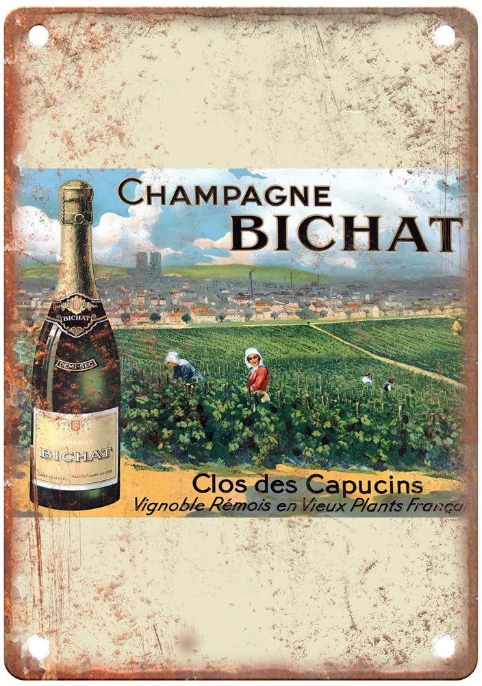 Champagne Bichat, Clos des Capucins Vintage Liquor Poster Reproduction Sign