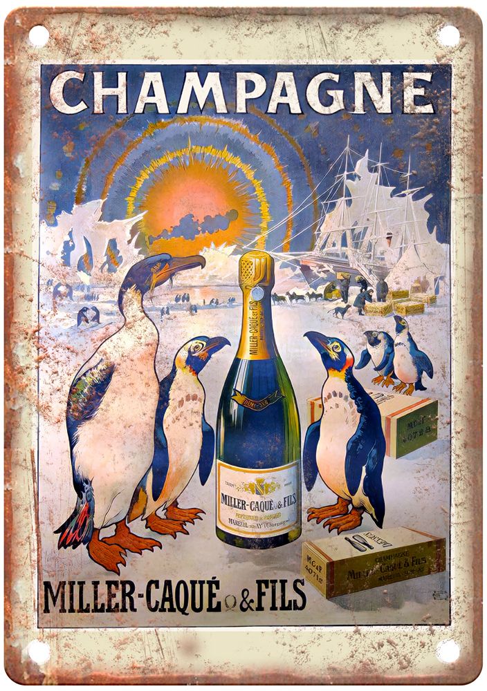 Champagne Miller-Caqué & Fils Vintage Liquor Poster Reproduction Sign