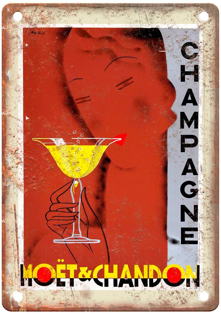 Champagne Moët & Chandon, 1937 Vintage Liquor Poster Reproduction Sign